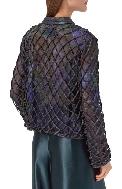 Кожаный жакет GIORGIO ARMANI темно-синего цвета по цене 1930000 руб., арт. GW003374/AF26010, фото 4 Кожаный жакет GIORGIO ARMANI, арт. GW003374/AF26010, фото 4