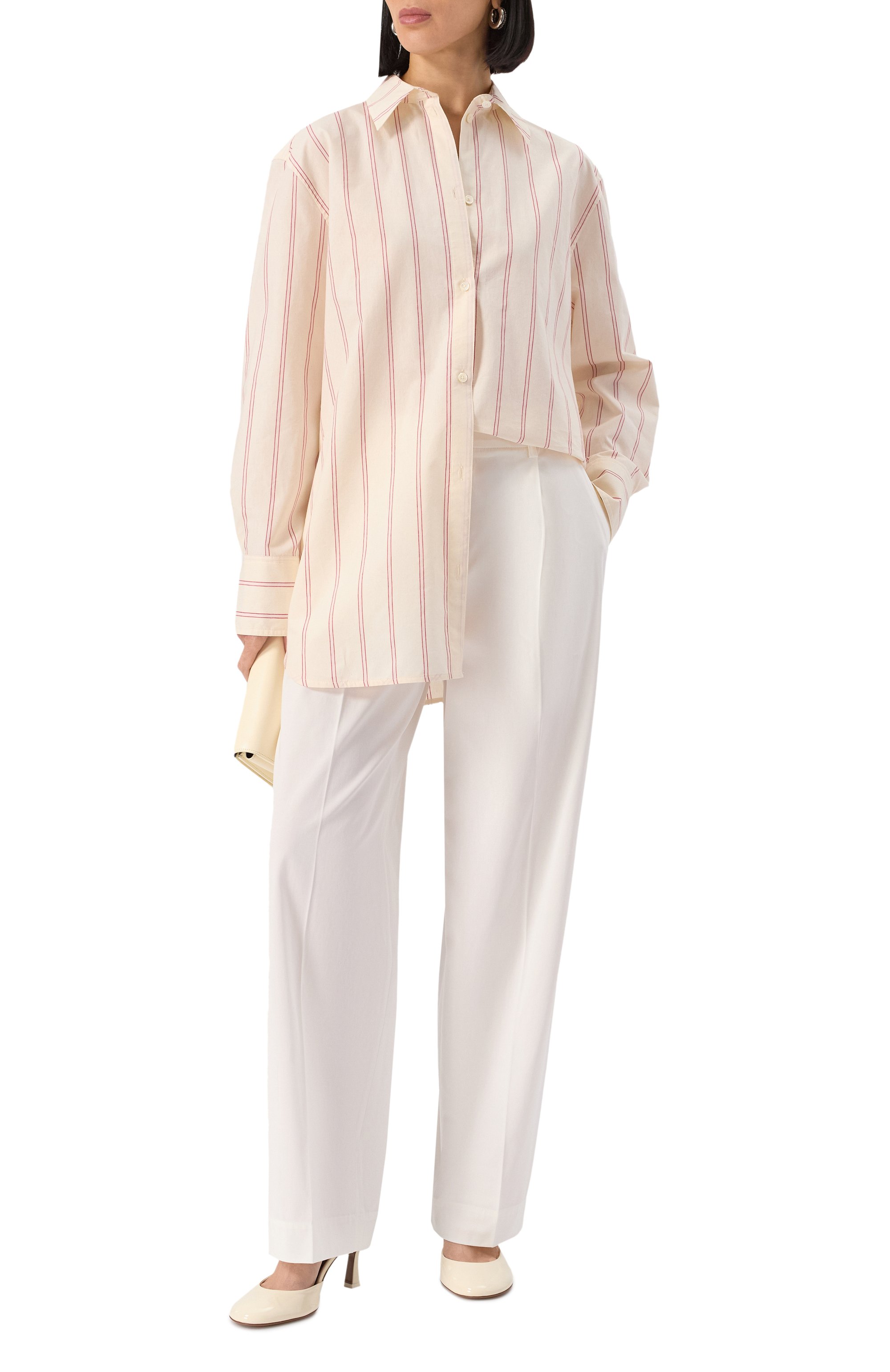 Рубашка из хлопка и шелка TOTEME кремового цвета по цене 59200 руб., арт. 252-WRT1415-FB0388, фото 2 Рубашка из хлопка и шелка TOTEME, арт. 252-WRT1415-FB0388, фото 2