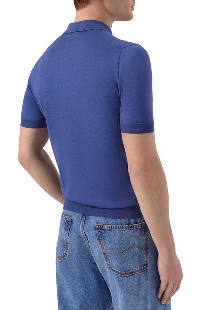 Поло из шелка и хлопка GRAN SASSO синего цвета по цене 37200 руб., арт. 43166/16290, фото 4 Поло из шелка и хлопка GRAN SASSO, арт. 43166/16290, фото 4