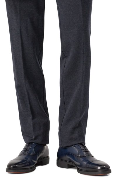 Кожаные оксфорды easy SANTONI темно-синего цвета по цене 77100 руб., арт. MGEG18957NEAXNTG, фото 3 Кожаные оксфорды easy SANTONI, арт. MGEG18957NEAXNTG, фото 3