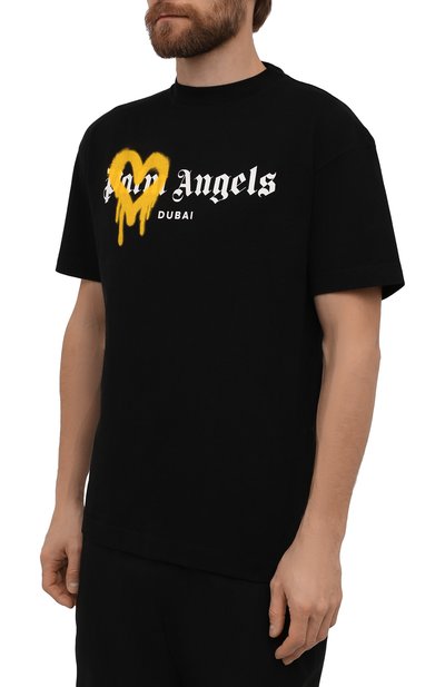 Хлопковая футболка PALM ANGELS черного цвета по цене 24450 руб., арт. PMAA001F21JER0041018, фото 3 Хлопковая футболка PALM ANGELS, арт. PMAA001F21JER0041018, фото 3