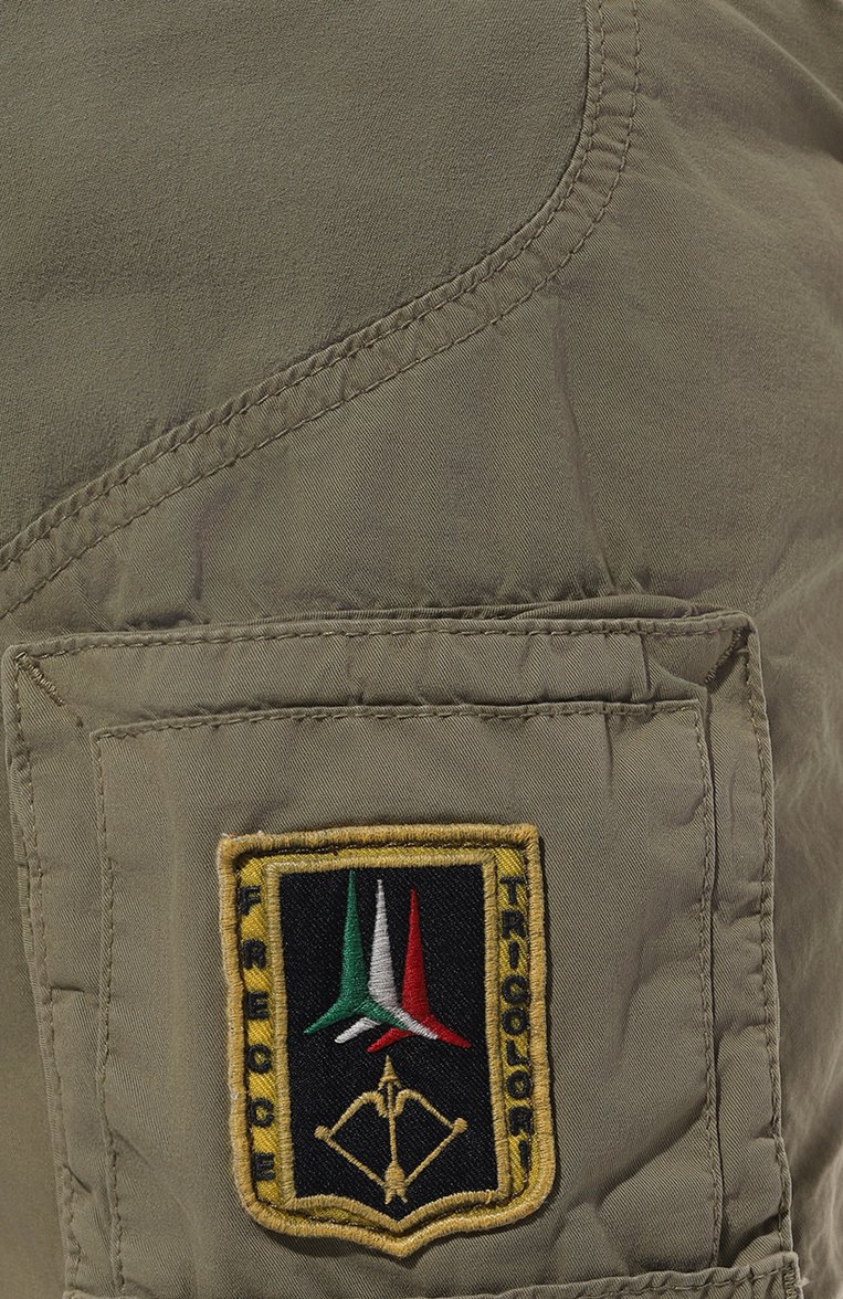 Мужские хлопковые шорты AERONAUTICA MILITARE хаки цвета, арт. 241/BE041CT1122 | Фото 5 (Длина Шорты М: До колена; Материал внешний: Хлопок; Стили: Милитари; Силуэт М (брюки): Карго; Принт: Без принта; Случай: Повседневный; Автоматизация ТО: Проставлено; Автоматизация состава: Проставлено; Детали: Декор)
