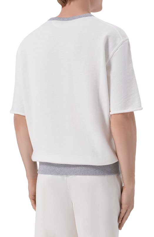 Свитшот из хлопка и льна Brunello Cucinelli MR8313378G Белый  MR8313378G Фото 4
