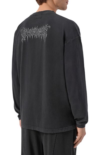 Хлопковый лонгслив VETEMENTS черного цвета по цене 109500 руб., арт. MH27LS206B, фото 4 Хлопковый лонгслив VETEMENTS, арт. MH27LS206B, фото 4