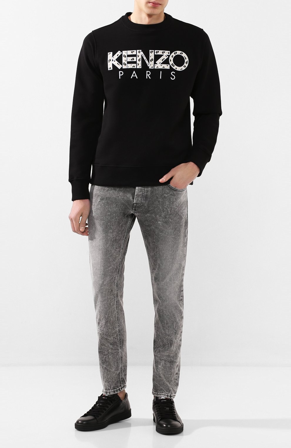 Кожаные кеды tennix KENZO черного цвета по цене 34950 руб., арт. FA55SN132L80, фото 2 Кожаные кеды tennix KENZO, арт. FA55SN132L80, фото 2