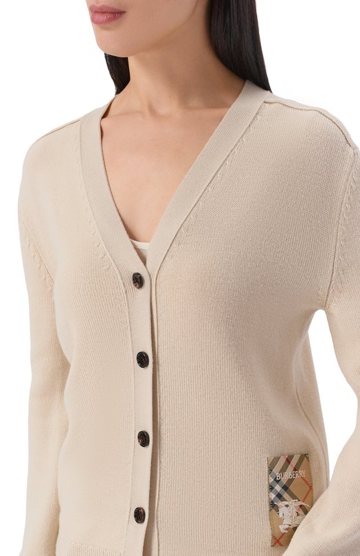 Шерстяной кардиган Burberry 8102690 Бежевый  8102690 Фото 5