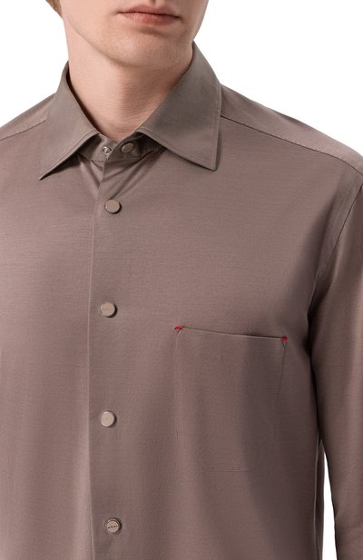 Хлопковая рубашка KITON коричневого цвета по цене 79950 руб., арт. UMCNERHH09665, фото 5 Хлопковая рубашка KITON, арт. UMCNERHH09665, фото 5