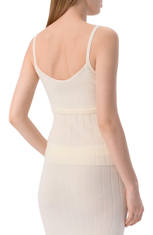 Шерстяной топ Yuzefi N0LA-TUCK STITCH STRAPPY T0P/KNIT Кремовый  N0LA-TUCK STITCH STRAPPY T0P/KNIT Фото 4