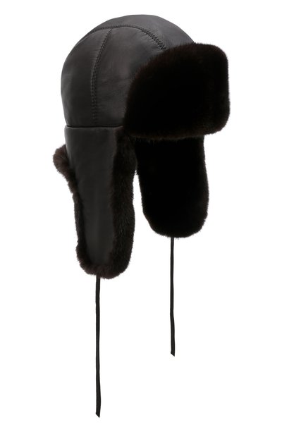 Кожаная шапка-ушанка с отделкой из меха норки FURLAND, арт. 0011202110154600000, фото 1