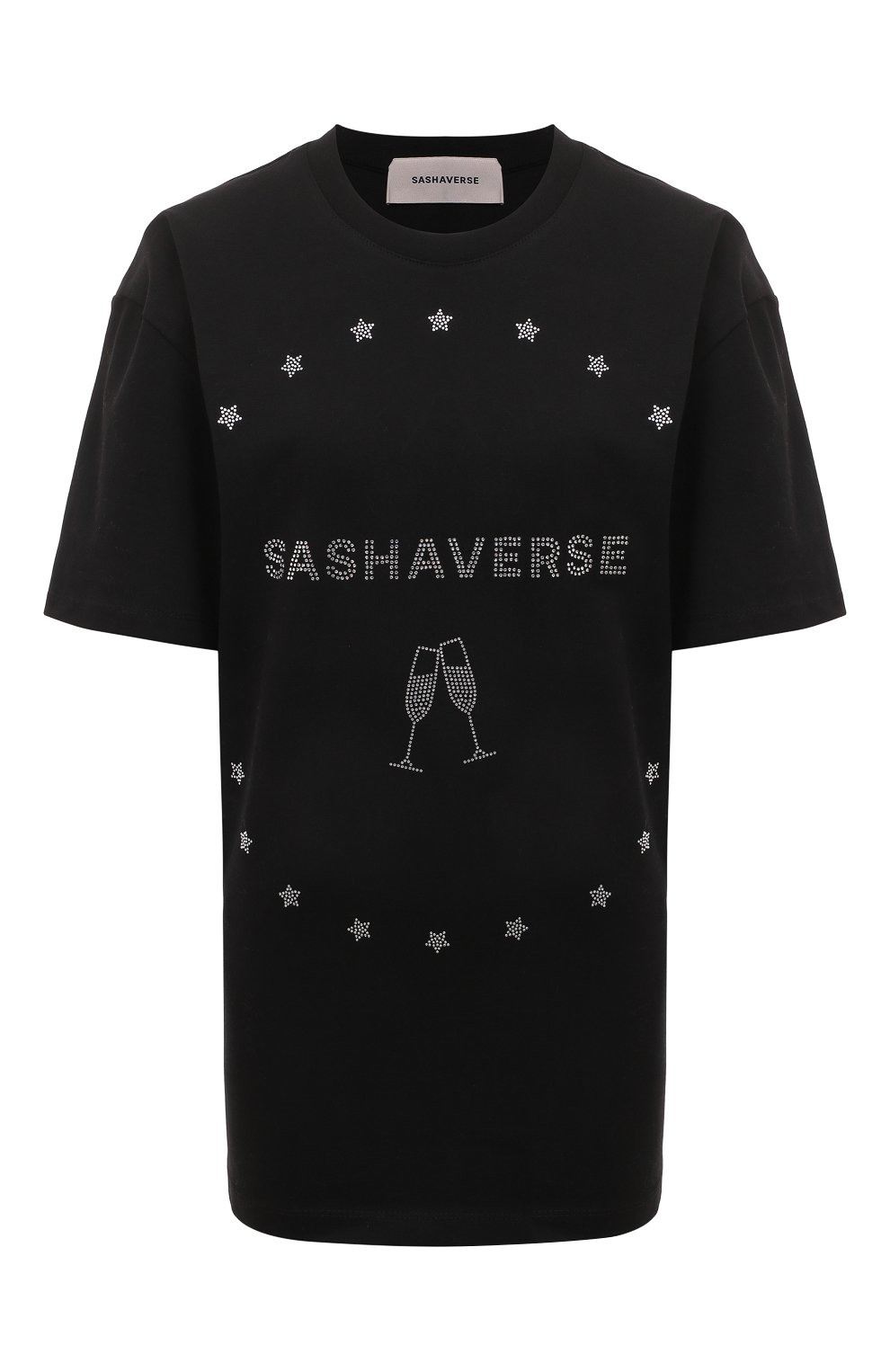 Хлопковая футболка SASHAVERSE черного цвета по цене 14850 руб., арт. TS003/NY/Co/900, фото 1 Хлопковая футболка SASHAVERSE, арт. TS003/NY/Co/900, фото 1