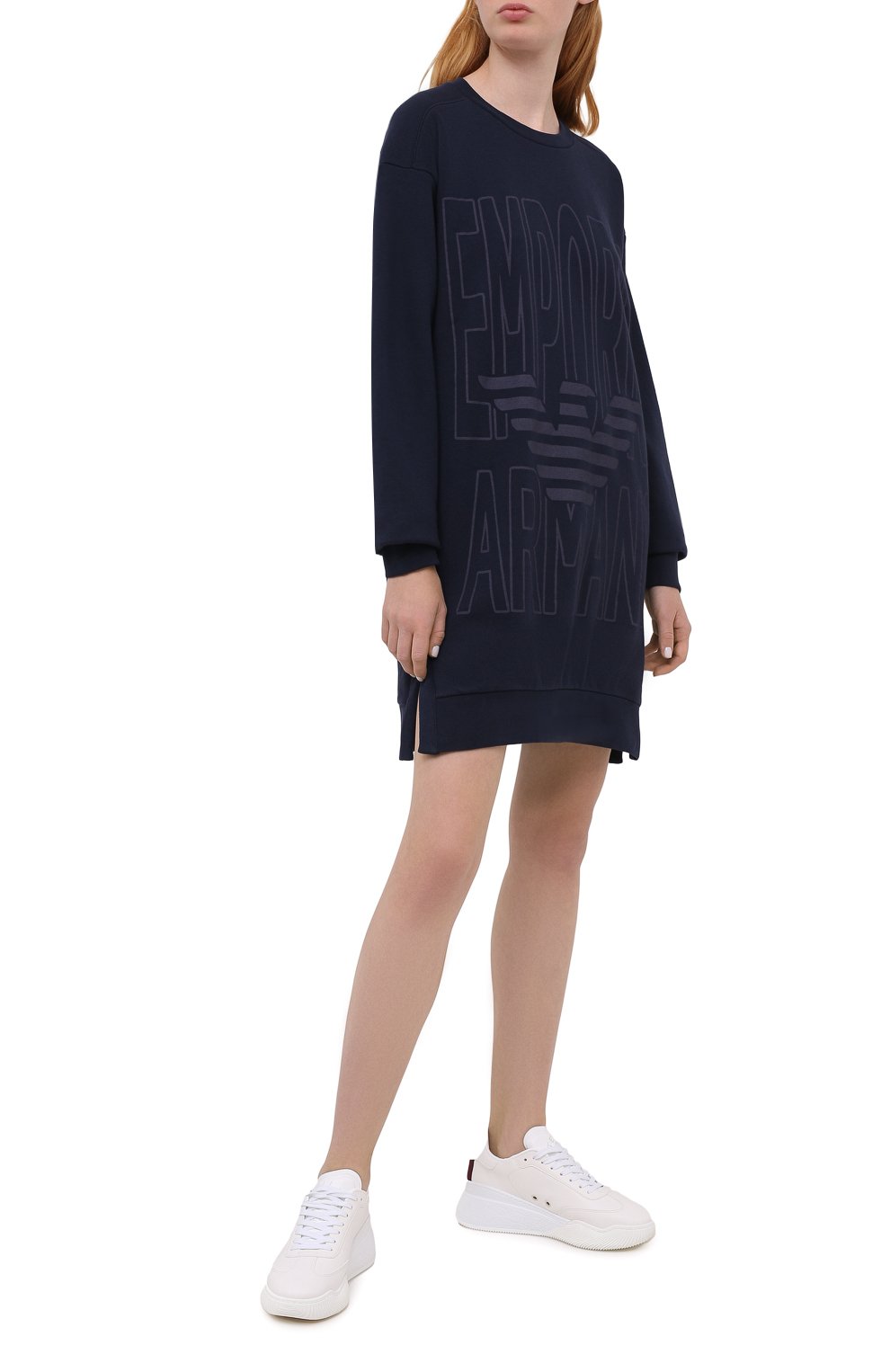 Хлопковое платье EMPORIO ARMANI темно-синего цвета по цене 21600 руб., арт. 164395/0A265, фото 2 Хлопковое платье EMPORIO ARMANI, арт. 164395/0A265, фото 2