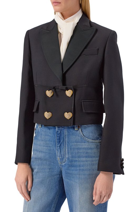 Жакет из шерсти и шелка Valentino 7B3CE4E5/1CF Чёрный  7B3CE4E5/1CF Фото 3