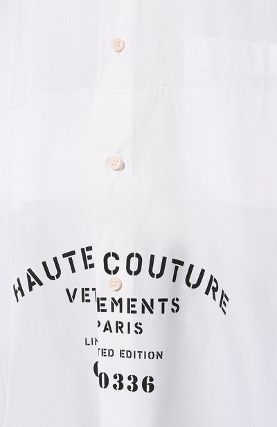 Хлопковая рубашка VETEMENTS белого цвета по цене 87900 руб., арт. UE63SH461W, фото 5 Хлопковая рубашка VETEMENTS, арт. UE63SH461W, фото 5