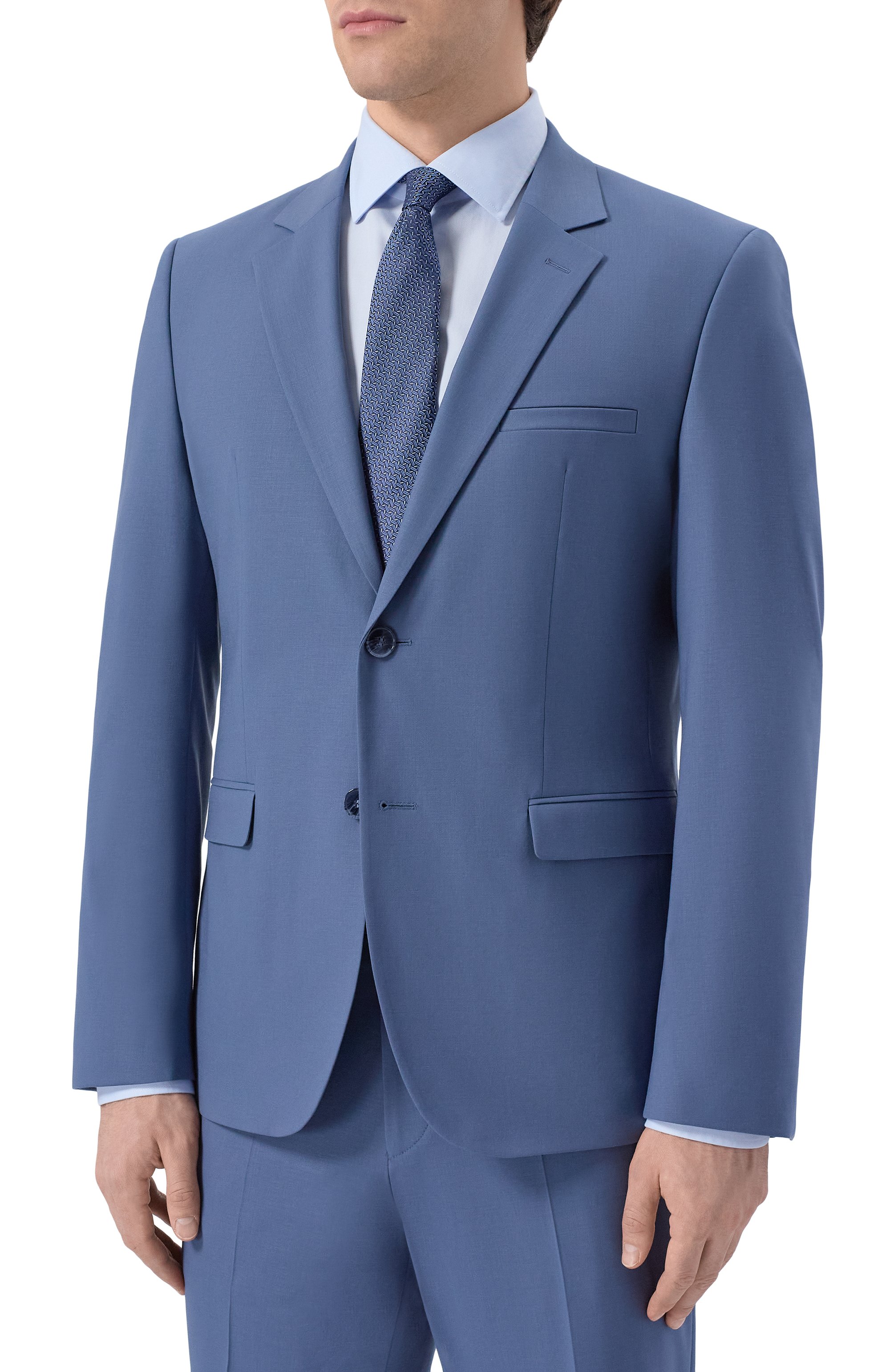 Однобортный костюм HUGO синего цвета по цене 54950 руб., арт. 50544524, фото 2 Однобортный костюм HUGO, арт. 50544524, фото 2