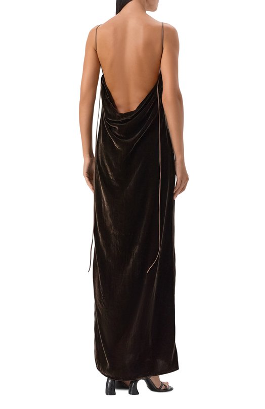 Бархатное платье Andrea Ya'aqov 25WVEL26/SILK VISC0SE Коричневый  25WVEL26/SILK VISC0SE Фото 3