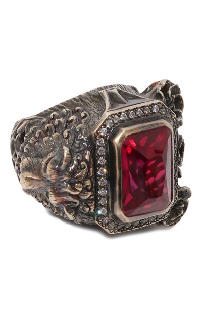 Кольцо lion&roses QUEENSBEE бордового цвета по цене 81400 руб., арт. 102057, фото 1 Кольцо lion&roses QUEENSBEE, арт. 102057, фото 1