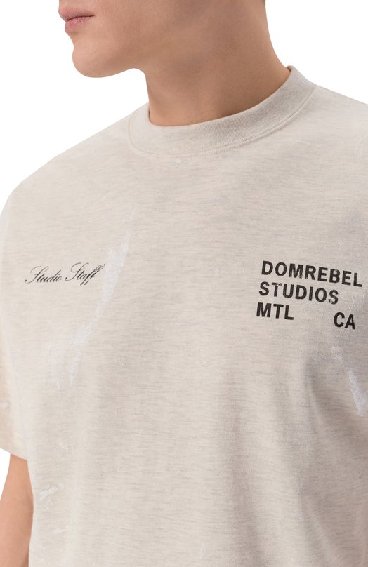 Хлопковая футболка DOMREBEL M STAFF/T-SHIRT Бежевый  M STAFF/T-SHIRT Фото 5