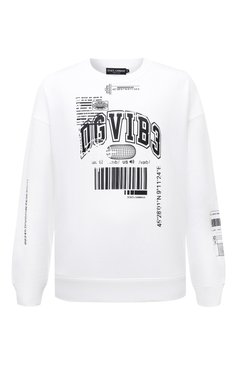 Мужской хлопковый свитшот dgvib3 DOLCE & GABBANA белого цвета, арт. G9AQVT/G7K3H | Фото 1 (Рукава: Длинные; Длина (для топов): Стандартные; Принт: С принтом; Мужское Кросс-КТ: свитшот-одежда; Материал сплава: Проставлено; Материал внешний: Хлопок; Стили: Спорт-шик; Драгоценные камни: Проставлено)