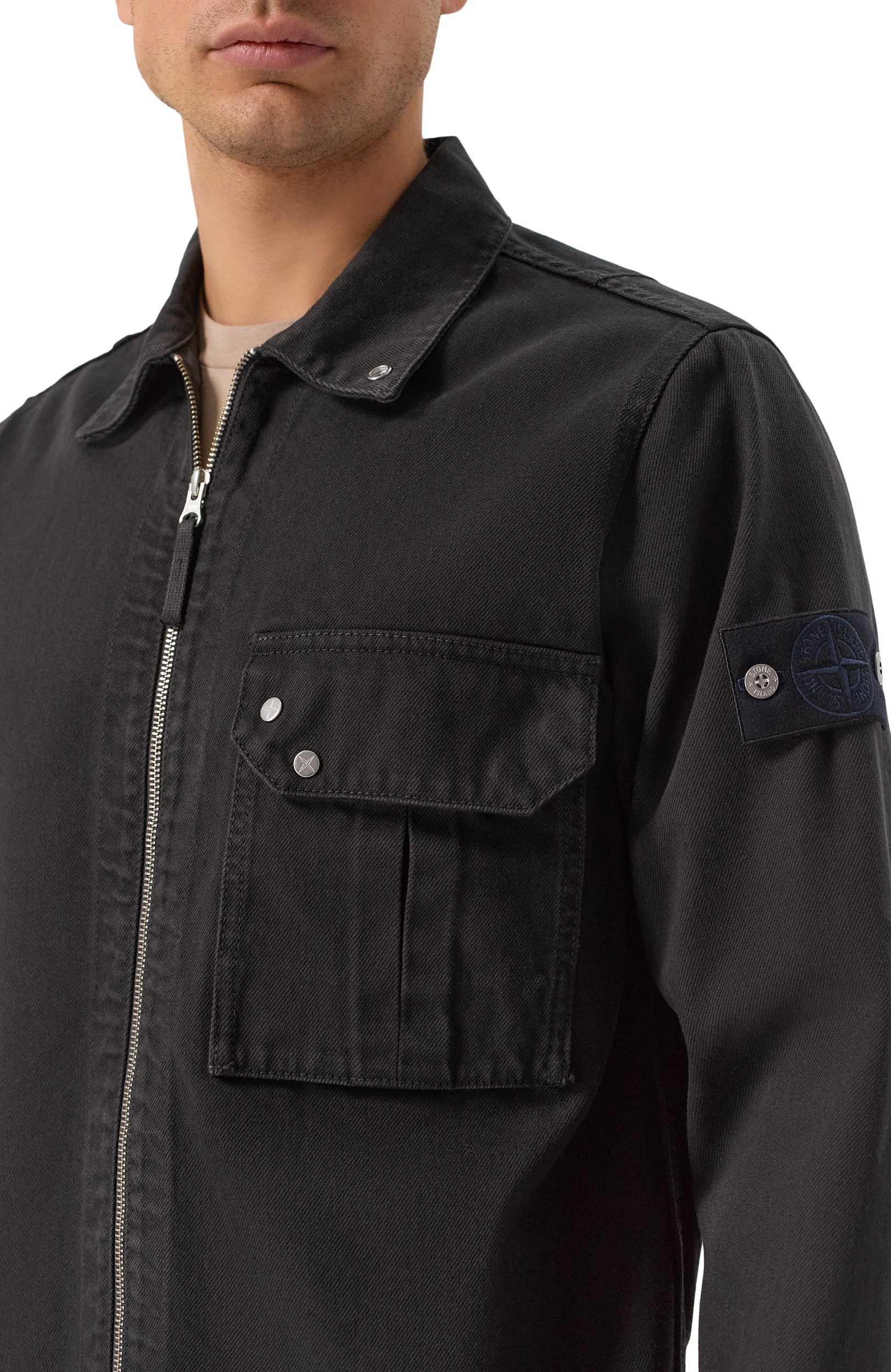 Джинсовая куртка-рубашка STONE ISLAND черного цвета по цене 73650 руб., арт. L1S141200002/S0J24, фото 5 Джинсовая куртка-рубашка STONE ISLAND, арт. L1S141200002/S0J24, фото 5