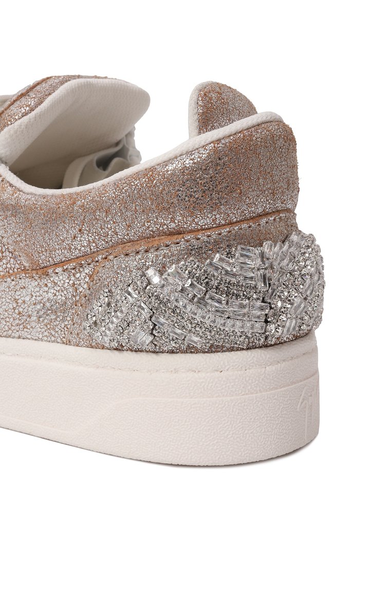 Женские кожаные кеды gail GIUSEPPE ZANOTTI DESIGN серебряного цвета, арт. RS50005 | Фото 7 (Материал внутренний: Текстиль; Материал внешний: Натуральная кожа; Подошва: Платформа; Кросс-КТ: Низкие; Стили: Кэжуэл; Материал утеплителя: Без утеплителя)