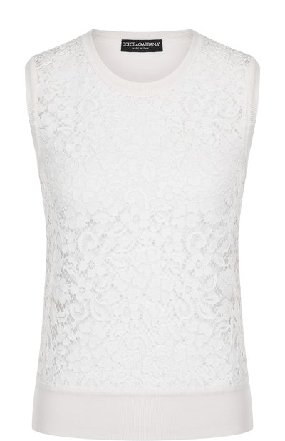 Женский кружевной топ из смеси шелка  и хлопка DOLCE & GABBANA, арт. FX183T/JAMJN
