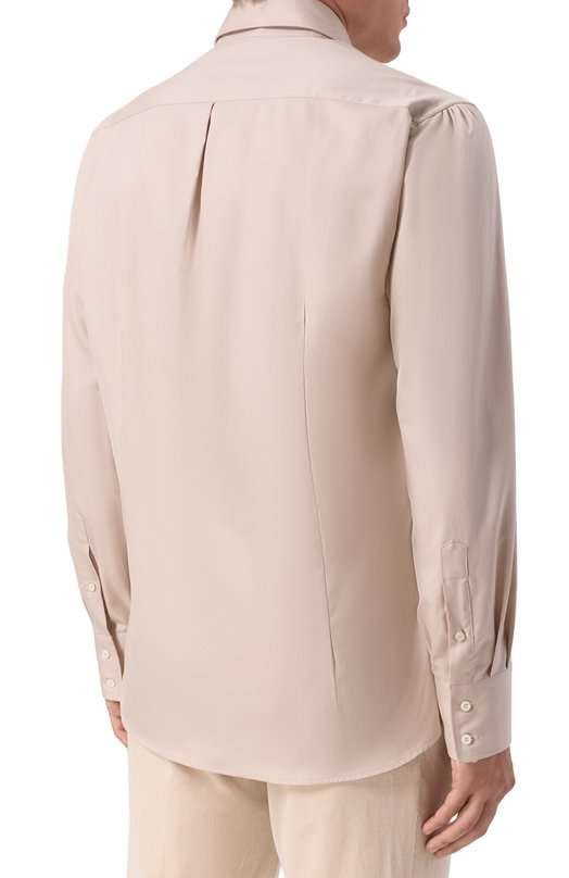 Хлопковая сорочка Brunello Cucinelli MW6041718 Бежевый  MW6041718 Фото 4