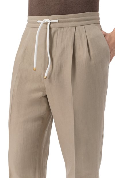 Брюки изо льна и хлопка BRUNELLO CUCINELLI, арт. MH255E1710, фото 5