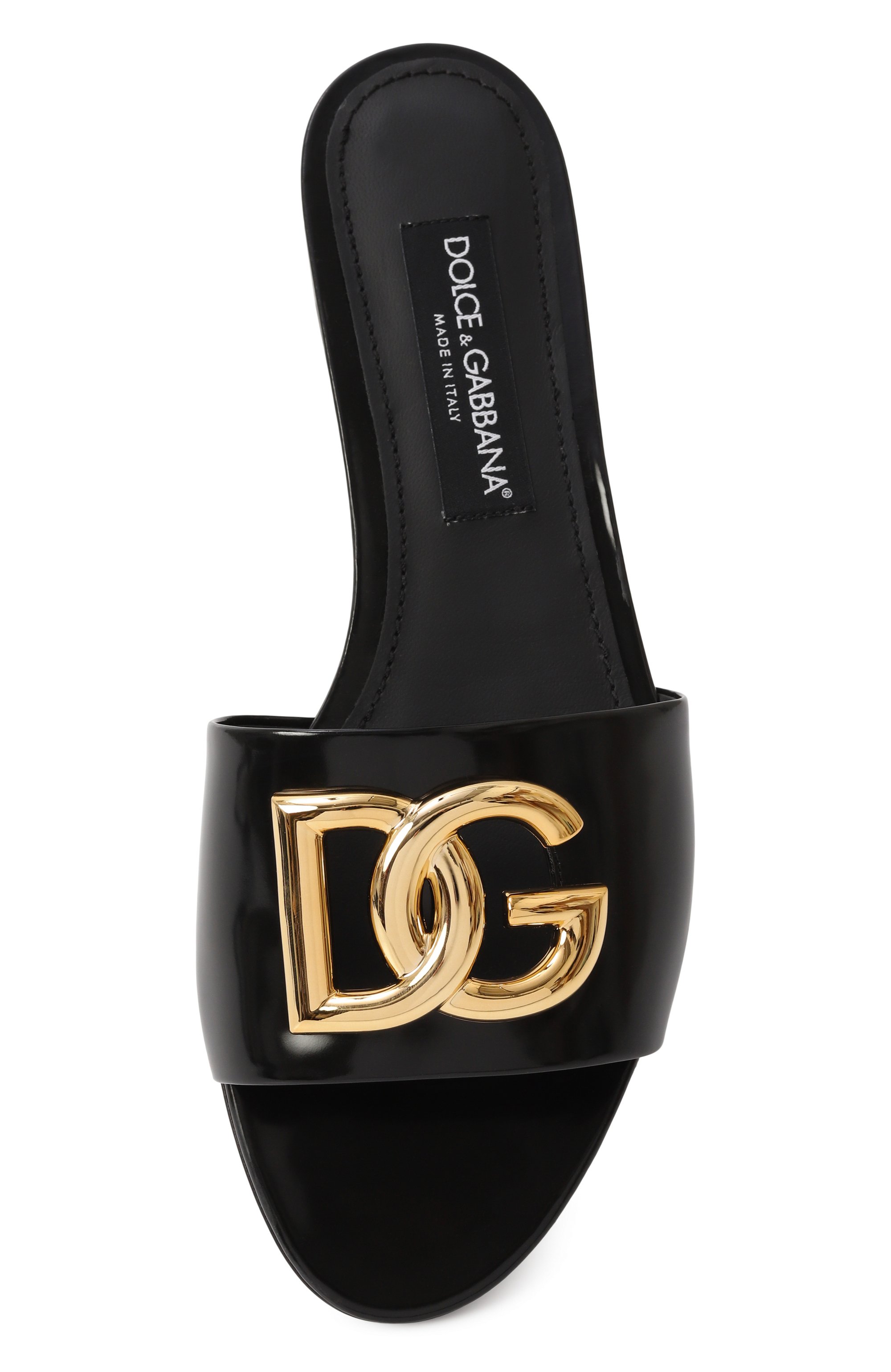 Кожаные шлепанцы bianca DOLCE & GABBANA черного цвета по цене 87550 руб., арт. CQ0592/A1037, фото 6 Кожаные шлепанцы bianca DOLCE & GABBANA, арт. CQ0592/A1037, фото 6