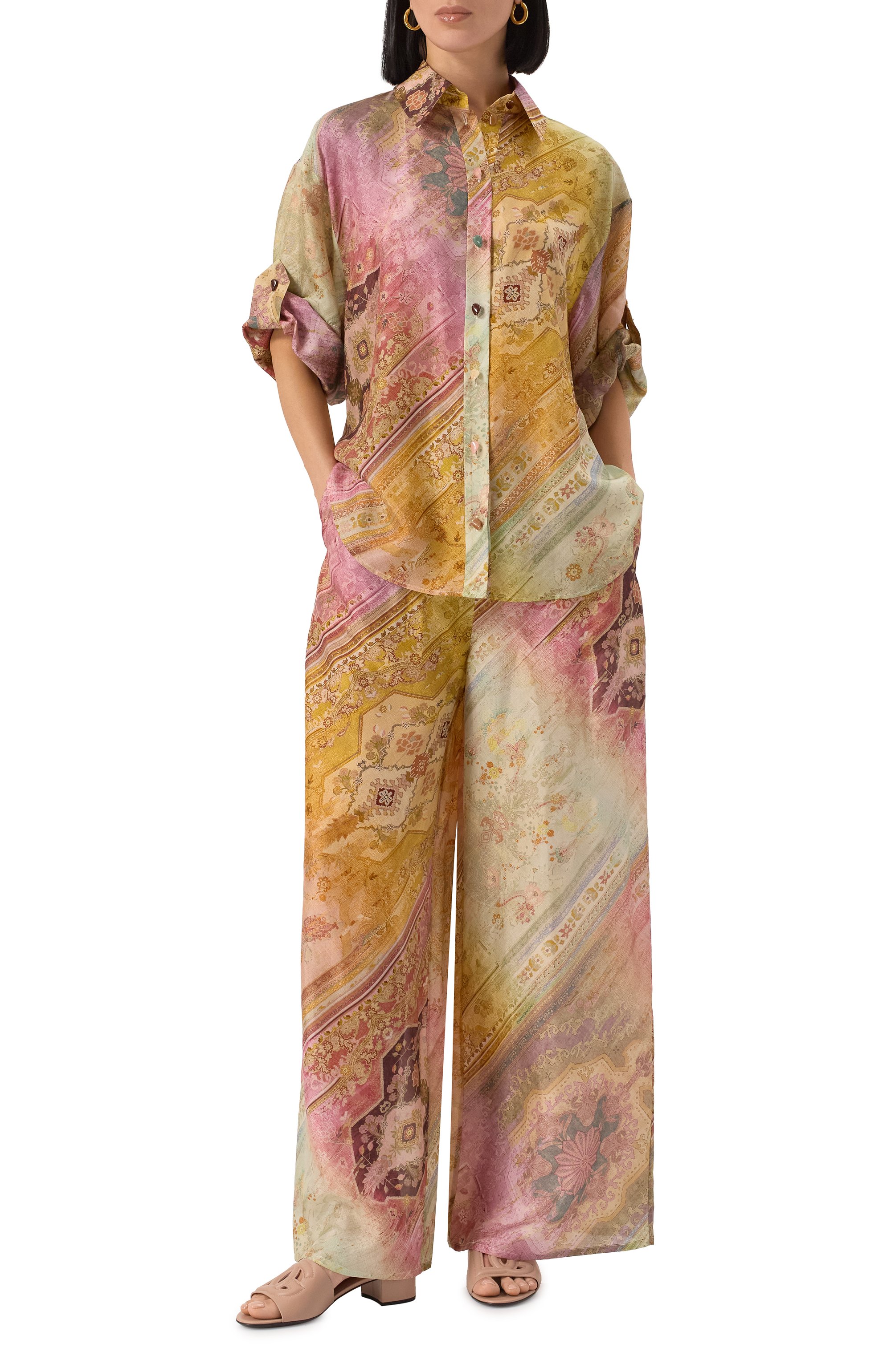 Шелковые брюки ZIMMERMANN разноцветного цвета по цене 105000 руб., арт. 0679PRS253, фото 2 Шелковые брюки ZIMMERMANN, арт. 0679PRS253, фото 2