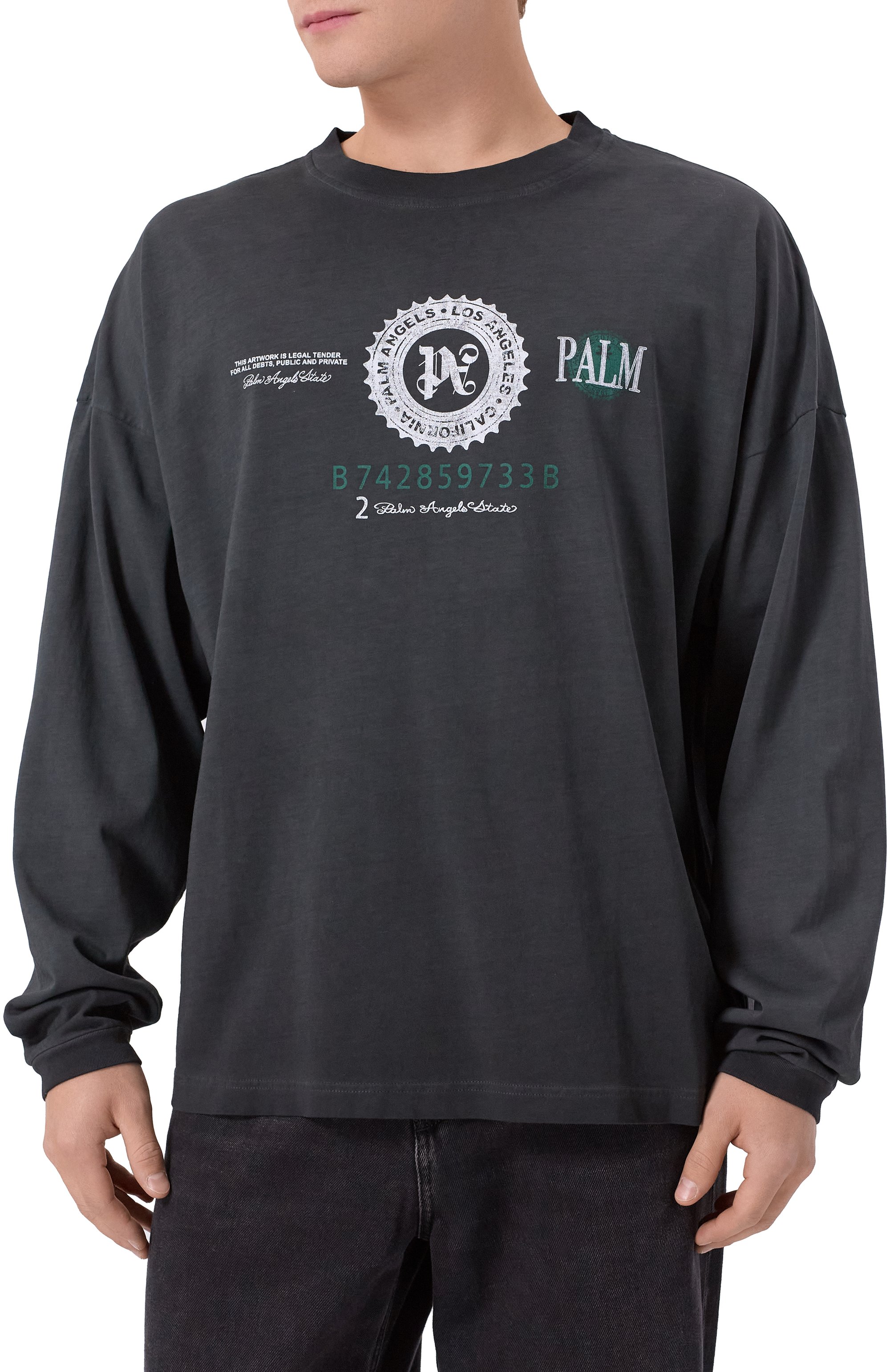 Хлопковый лонгслив PALM ANGELS, арт. PMAB05CF25JER001, фото 3