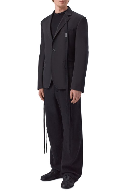 Хлопковый пиджак Ann Demeulemeester B0013732/FA709 Чёрный  B0013732/FA709 Фото 3