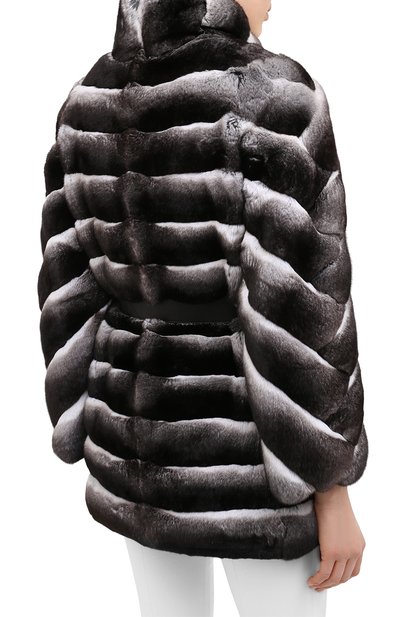 Шуба из меха шиншиллы с поясом KITON, арт. D46685X04P17, фото 4