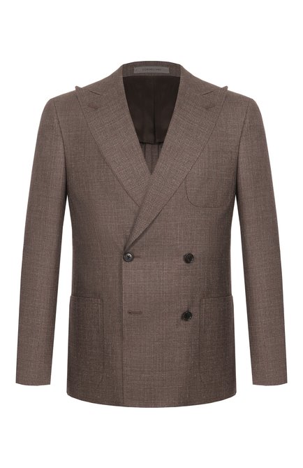 Мужской пиджак из шерсти и шелка CORNELIANI коричневого цвета, арт. 25X009-2516206 | Фото 1 (Материал внешний: Шерсть; Длина (для топов): Стандартные; Автоматизация состава: Проставлено; Автоматизация ТО: Проставлено; Рукава: Длинные)