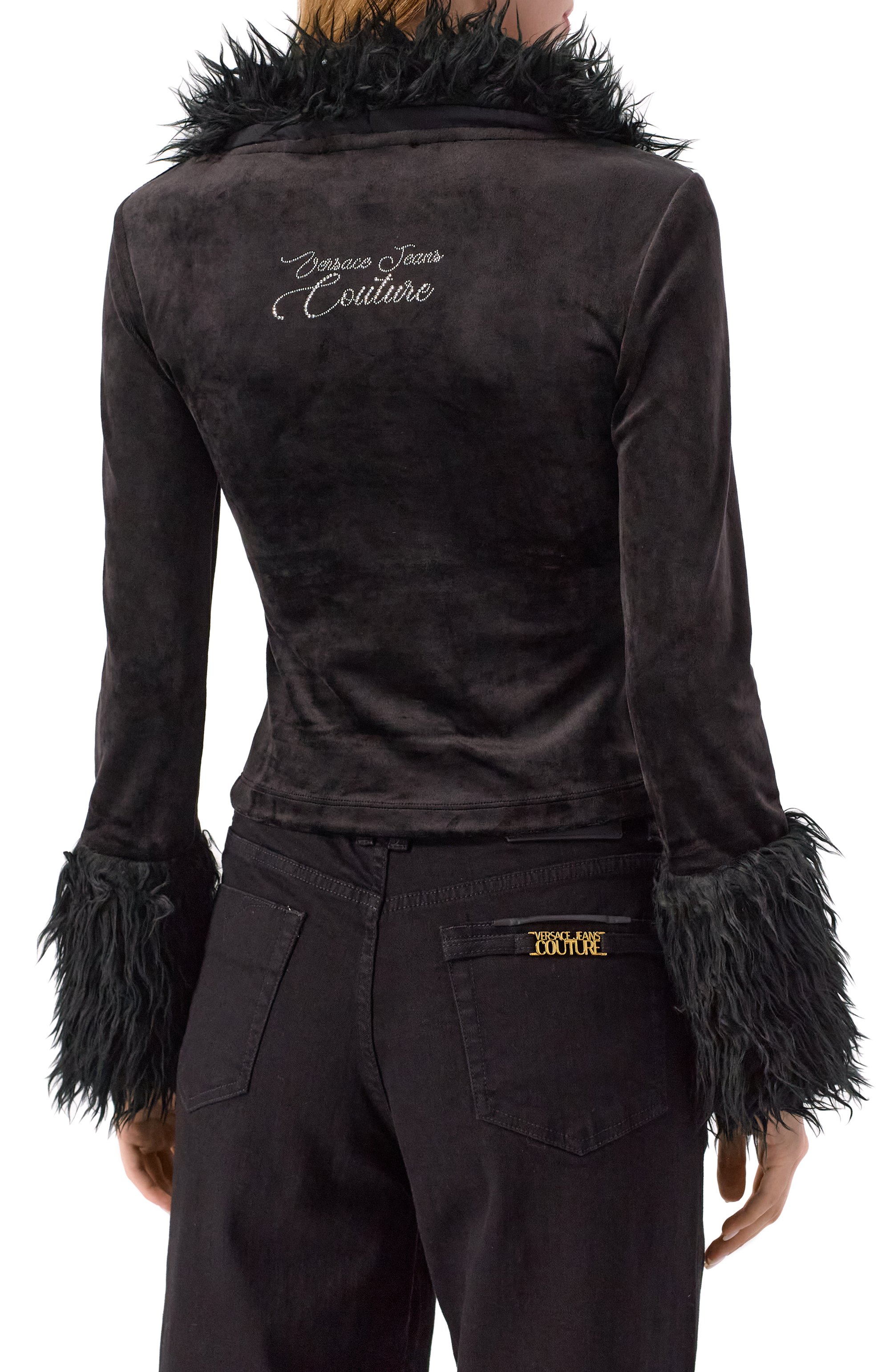 Бархатный топ VERSACE JEANS COUTURE черного цвета по цене 34200 руб., арт. 79HAH606/J0241, фото 4 Бархатный топ VERSACE JEANS COUTURE, арт. 79HAH606/J0241, фото 4