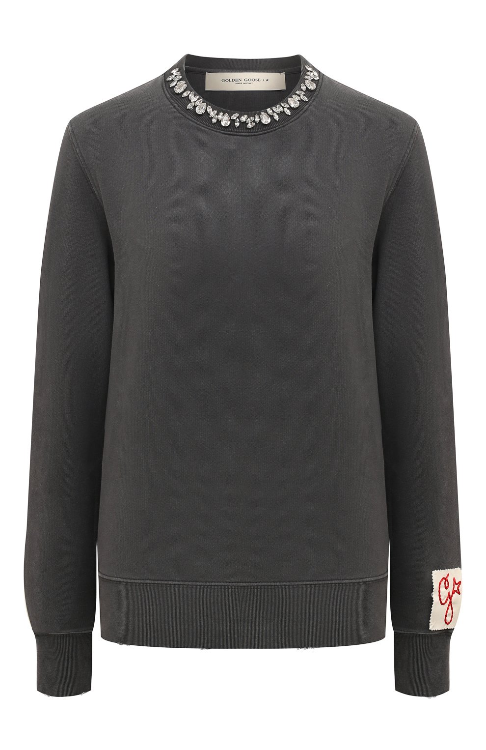 Хлопковый свитшот GOLDEN GOOSE DELUXE BRAND темно-серого цвета по цене 45550 руб., арт. GWP01223.P000672, фото 1 Хлопковый свитшот GOLDEN GOOSE DELUXE BRAND, арт. GWP01223.P000672, фото 1