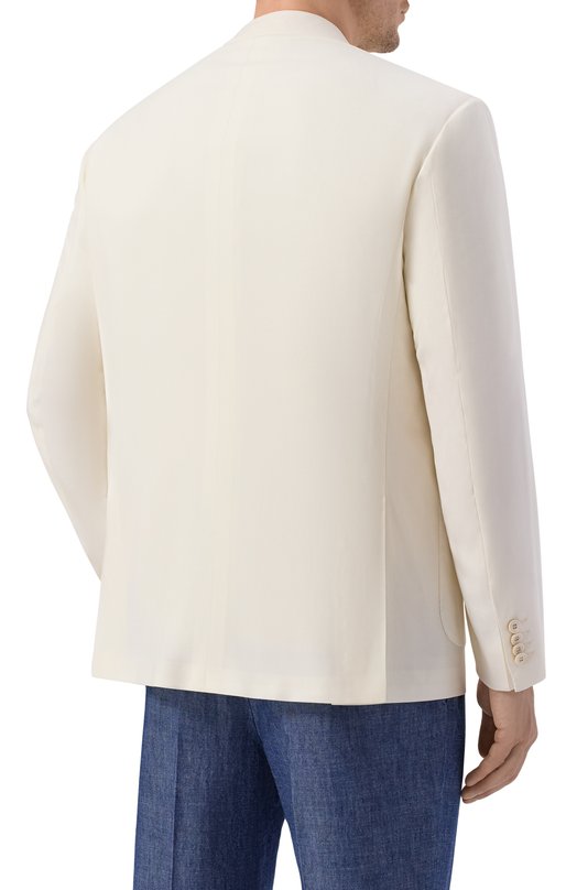 Шерстяной пиджак Kiton UG81K0614G Кремовый  UG81K0614G Фото 4