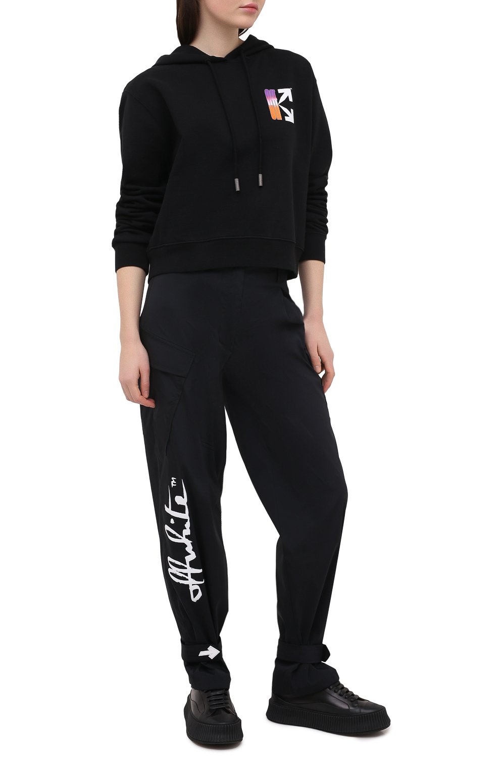 Хлопковое худи OFF-WHITE черного цвета по цене 56950 руб., арт. 0WBB016R21JER001, фото 2 Хлопковое худи OFF-WHITE, арт. 0WBB016R21JER001, фото 2