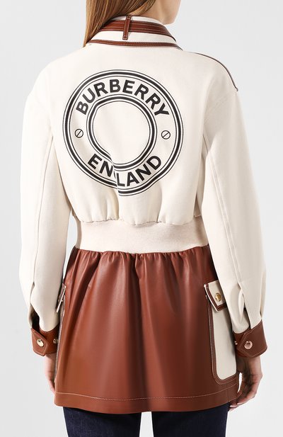 Куртка из смеси хлопка и кожи BURBERRY кремового цвета по цене 473500 руб., арт. 4564444, фото 4 Куртка из смеси хлопка и кожи BURBERRY, арт. 4564444, фото 4