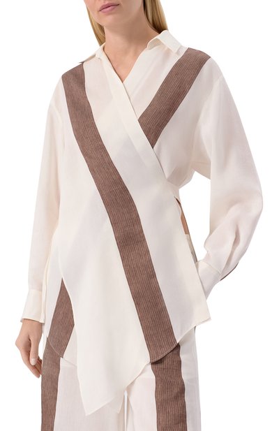 Блузка изо льна и вискозы LORENA ANTONIAZZI кремового цвета по цене 108000 руб., арт. R2570CA46A/4937, фото 3 Блузка изо льна и вискозы LORENA ANTONIAZZI, арт. R2570CA46A/4937, фото 3