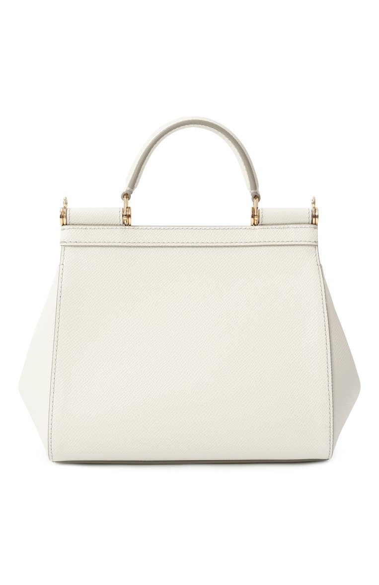 Женская сумка sicily small DOLCE & GABBANA белого цвета, арт. BB9003_BE9003_BI9003/A1001_1_ | Фото 6 (Материал сплава: Проставлено; Материал: Натуральная кожа; Драгоценные камни: Проставлено; Ремень/цепочка: На ремешке; Сумки-технические: Сумки top-handle; Размер: small)