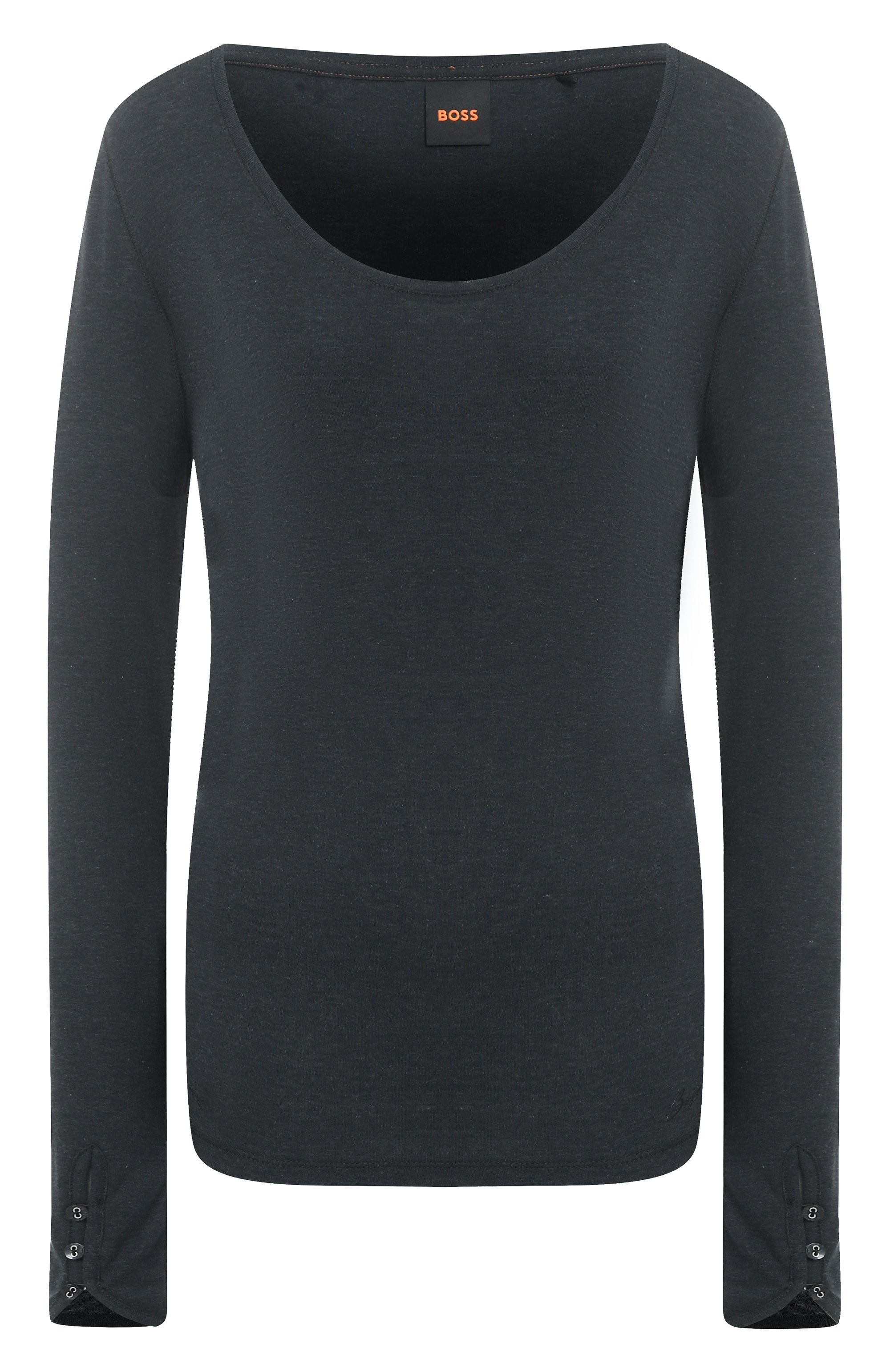 Лонгслив из хлопка и вискозы BOSS ORANGE черного цвета по цене 7595 руб., арт. 50542107, фото 1 Лонгслив из хлопка и вискозы BOSS ORANGE, арт. 50542107, фото 1
