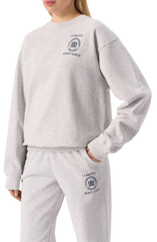 Хлопковый свитшот Sporty and Rich ST071517620GY03 Серый  ST071517620GY03 Фото 3