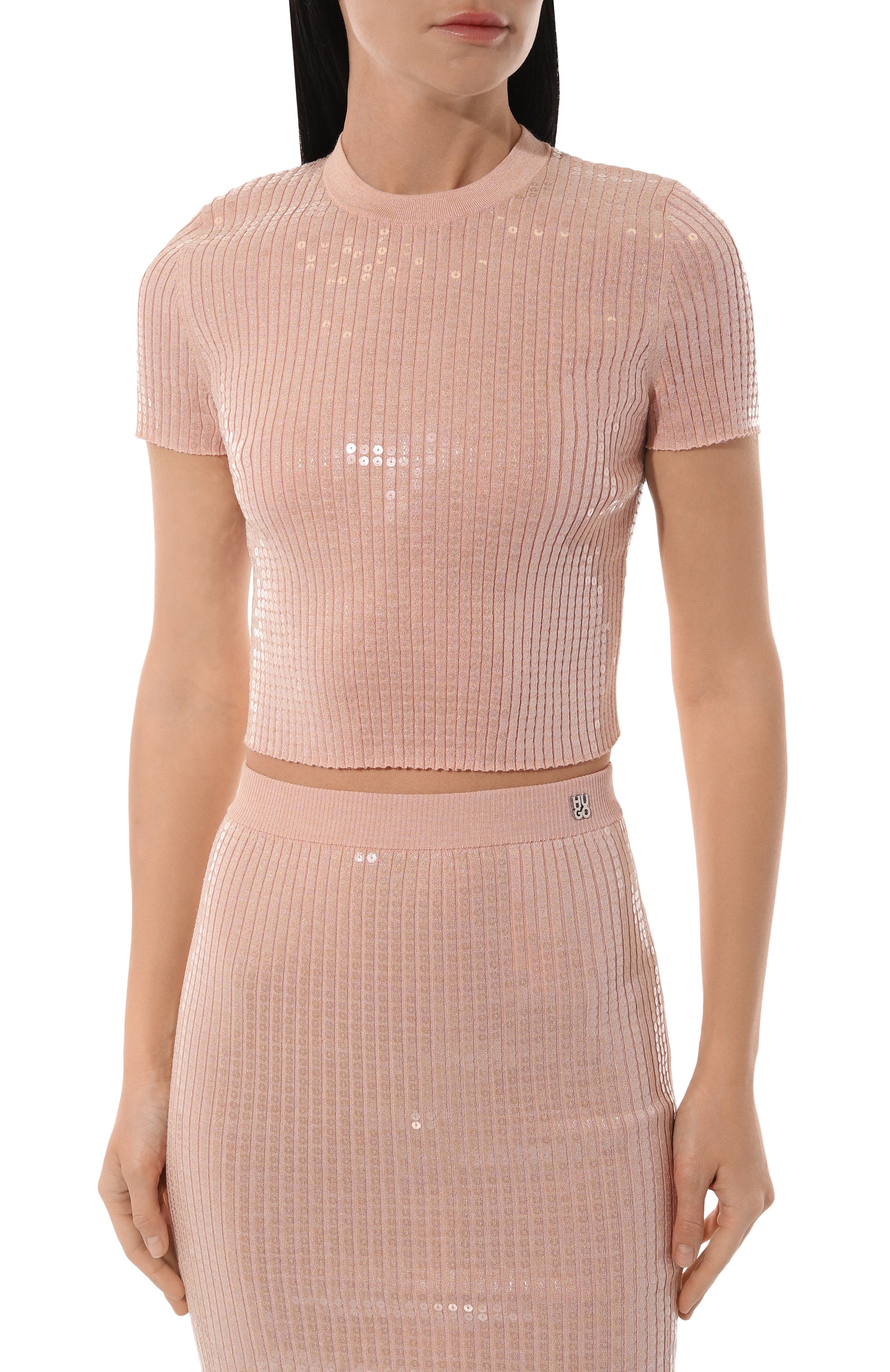 Топ с отделкой пайетками HUGO, арт. 50532160, фото 3