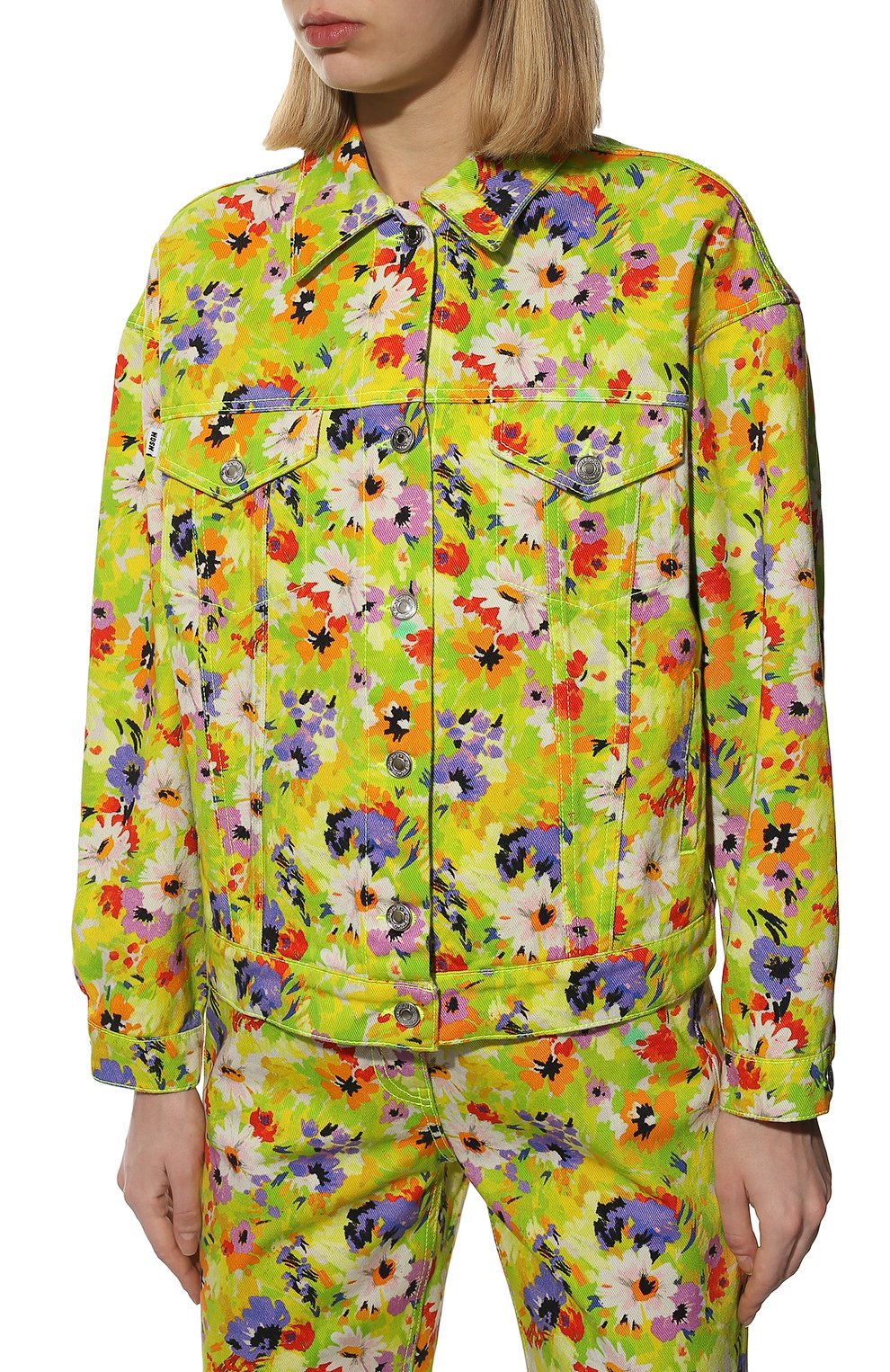 Джинсовая куртка MSGM салатового цвета по цене 53800 руб., арт. 3242MDH150 227482, фото 3 Джинсовая куртка MSGM, арт. 3242MDH150 227482, фото 3