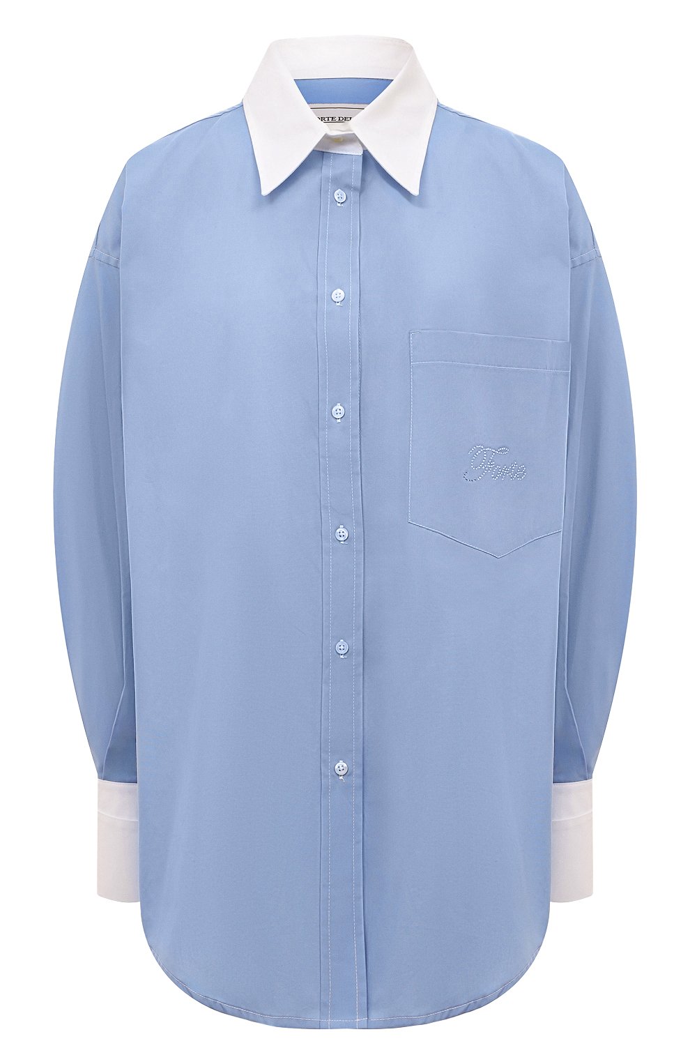 Хлопковая рубашка FORTE DEI MARMI COUTURE голубого цвета по цене 43800 руб., арт. 23WF02M, фото 1 Хлопковая рубашка FORTE DEI MARMI COUTURE, арт. 23WF02M, фото 1