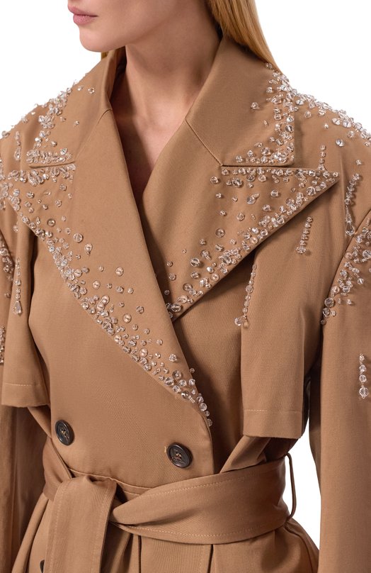 Хлопковый тренч Giuseppe di Morabito 06PSC0031R 16310 Бежевый  06PSC0031R 16310 Фото 5