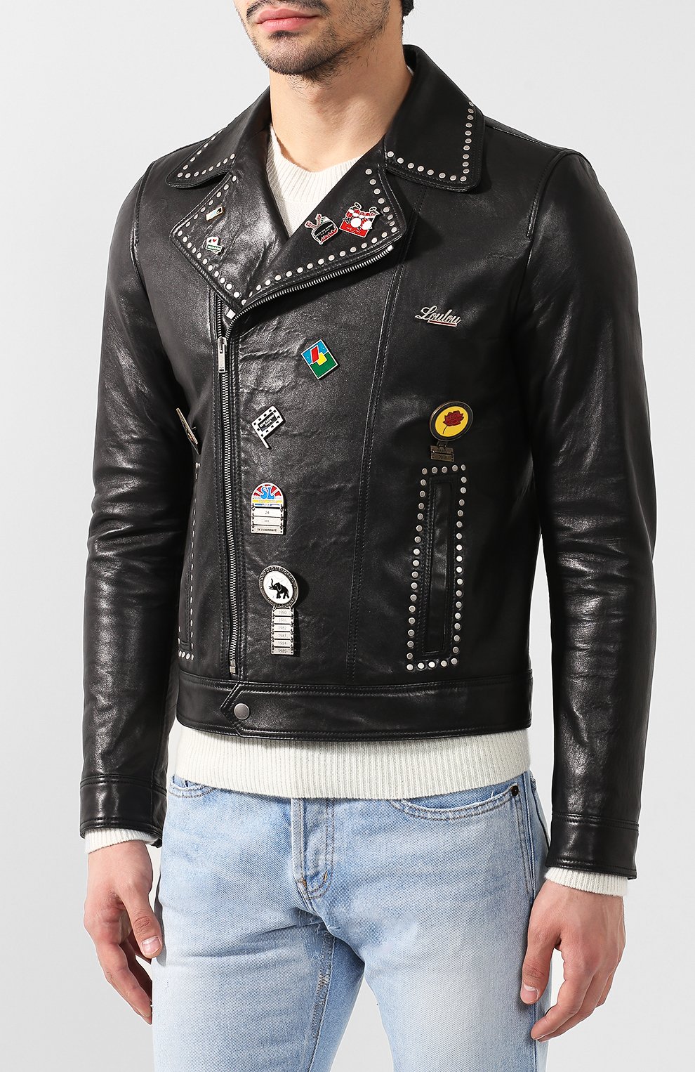 Кожаная куртка на косой молнии SAINT LAURENT, арт. 530739/YC2P0, фото 3