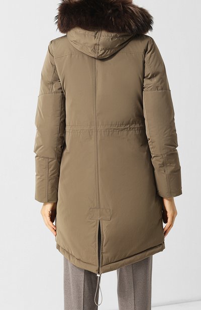 Парка с капюшоном на меховой подкладке WOOLRICH хаки цвета по цене 156500 руб., арт. WWCPS2617/CF40, фото 4 Парка с капюшоном на меховой подкладке WOOLRICH, арт. WWCPS2617/CF40, фото 4
