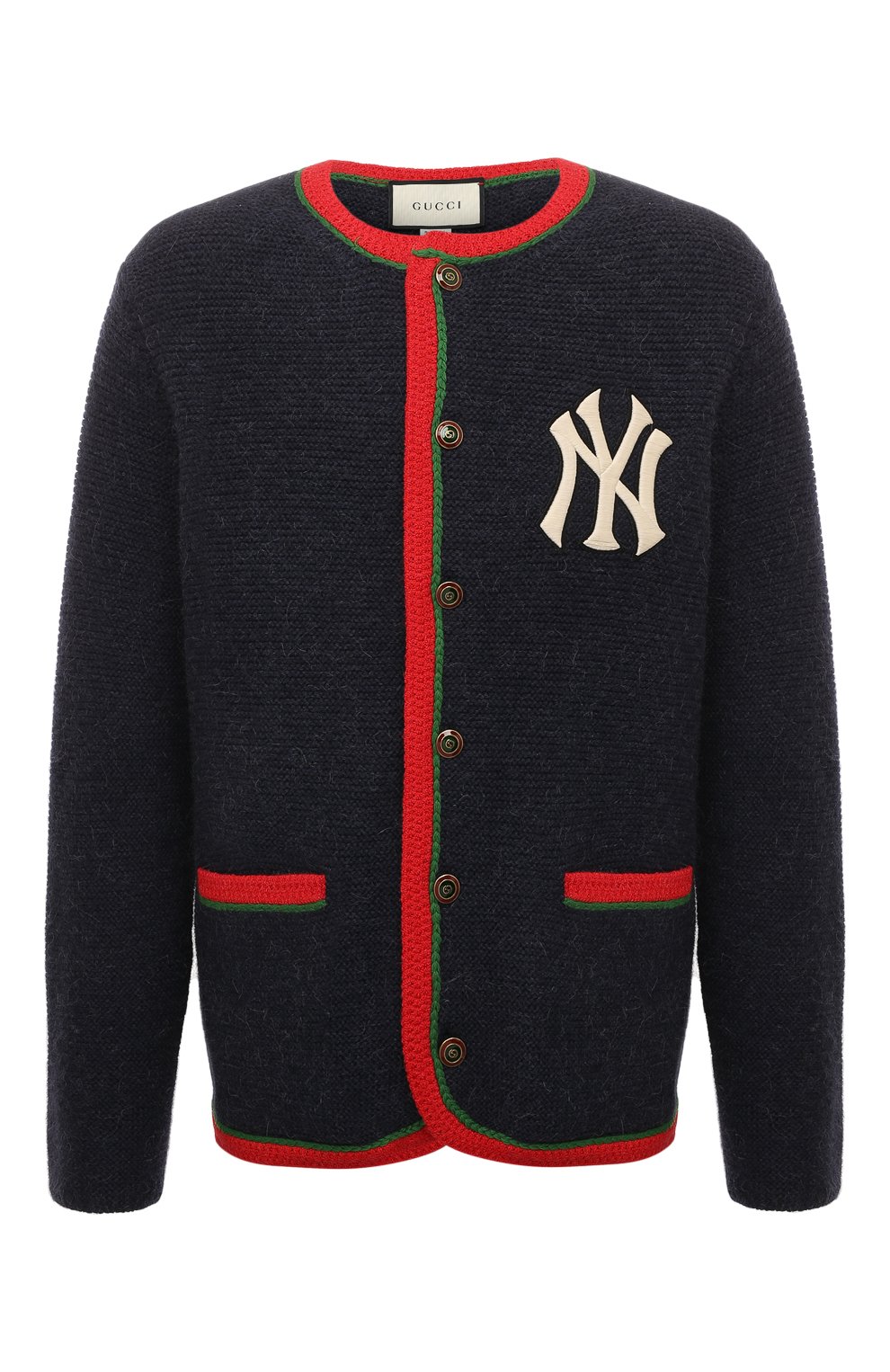 Шерстяной кардиган GUCCI синего цвета по цене 213120 руб., арт. 536324 X9Z40, фото 1 Шерстяной кардиган GUCCI, арт. 536324 X9Z40, фото 1
