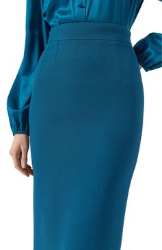 Женская шерстяная юбка DOLCE & GABBANA бирюзового цвета, арт. F4B6UT/FU2TZ | Фото 5 (Длина Ж (юбки, платья, шорты): Миди; Материал внешний: Шерсть; Стили: Кэжуэл; Женское Кросс-КТ: Юбка-карандаш; Автоматизация ТО: Проставлено; Размерность: Идёт в размер; Автоматизация состава: Проставлено)